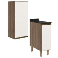 Armario Aereo Balcao 1 Porta 30cm Mdf Kali Carvalho Nicioli Carvalho Toq Off White Cetim - 1