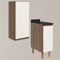 Armario Aereo Balcao 1 Porta 30cm Mdf Kali Carvalho Nicioli Carvalho Toq Off White Cetim - 2