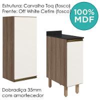 Armario Aereo Balcao 1 Porta 30cm Mdf Kali Carvalho Nicioli Carvalho Toq Off White Cetim