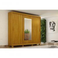 Armario Roupeiro Florença 3 Portas 4 Gavetas C-kit 2 Espelhos E Com Pes Chf Cinamomo - 1