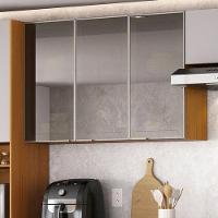 Armário 120cm 3 Portas De Vidro Mdf Dobradiças Slow Motion Lumina - Itatiaia Cinamomo-fendi - 4