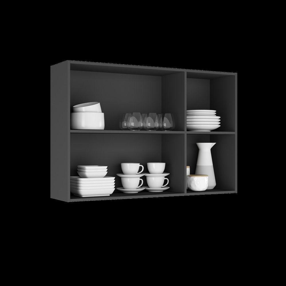 Armário 120cm 3 Portas De Vidro Mdf Dobradiças Slow Motion Lumina - Itatiaia Grafite-fendi - 3