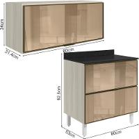 Armario Aereo E Balcao Em Vidro 1 Porta 2 Gavetas 80cm Mdf Kali Nicioli Bianco Toq - 3