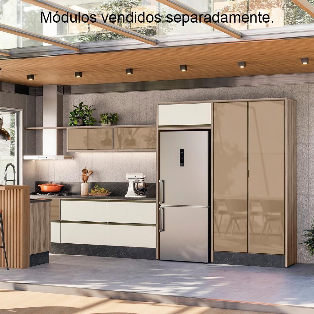 Armario Aereo E Balcao 1 Porta 2 Gavetas Vidro Mdf Kali Nicioli Carvalho Toq Off White Cetim - 10