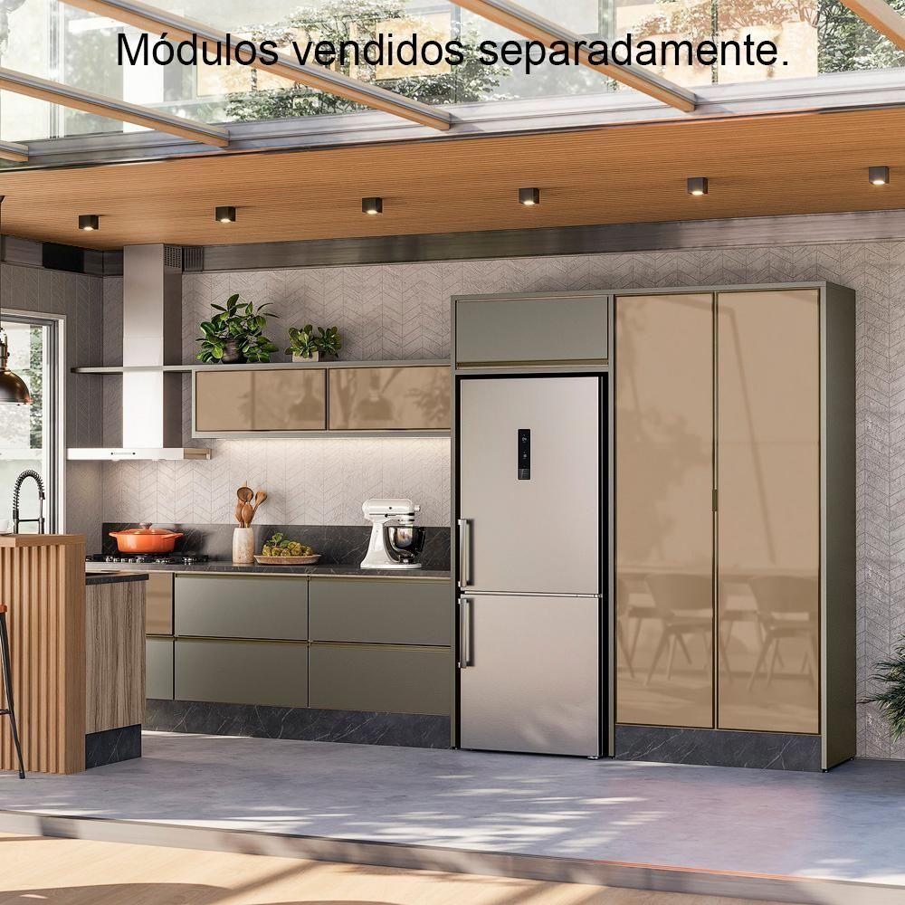 Armario Aereo E Balcao 1 Porta 2 Gavetas Vidro Mdf Kali Nicioli Carvalho Toq Chumbo - 9