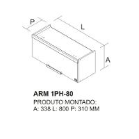 Armário Aéreo Horizontal De Cozinha 80cm 1 Porta New Porto - Itatiaia Freijó-off White - 2