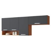 Armário Aéreo De Cozinha 3 Portas 1 Nicho Vegas - Itatiaia Cinamomo-grafite - 1