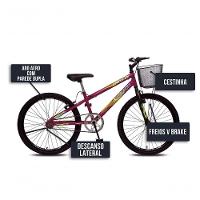 Bicicleta Allegra City Aro 24 Sem Marchas Freios V-brake E Cestão Colli Roxo - 5