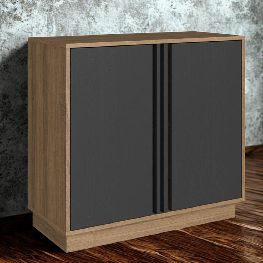 Balcao Para Escritorio Office 2p 80 Cm Ab8000 Faem Mel Grafite - 2