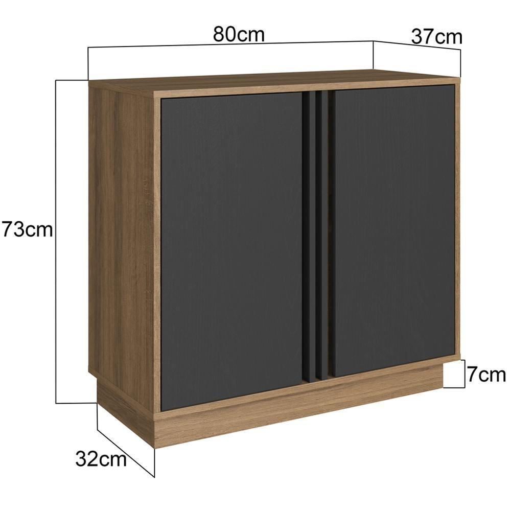 Balcao Para Escritorio Office 2p 80 Cm Ab8000 Faem Mel Grafite - 3
