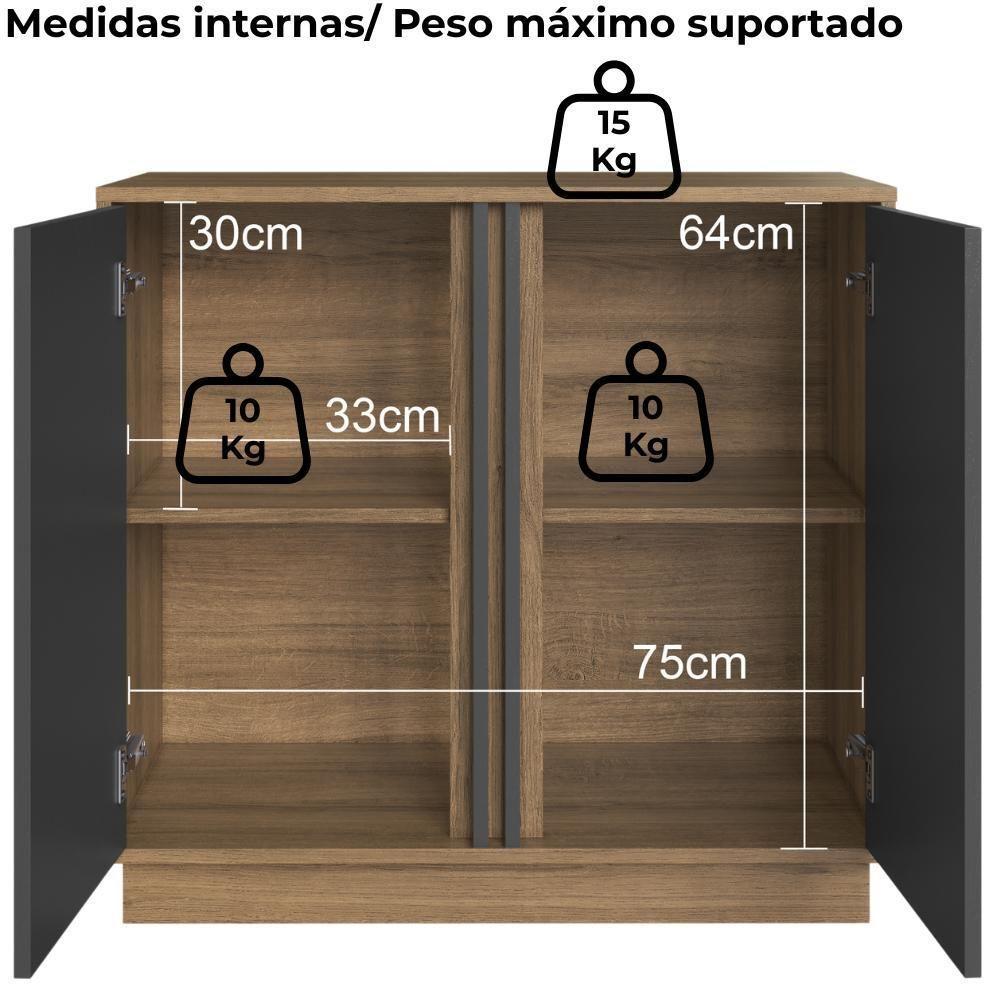 Balcao Para Escritorio Office 2p 80 Cm Ab8000 Faem Mel Grafite - 5