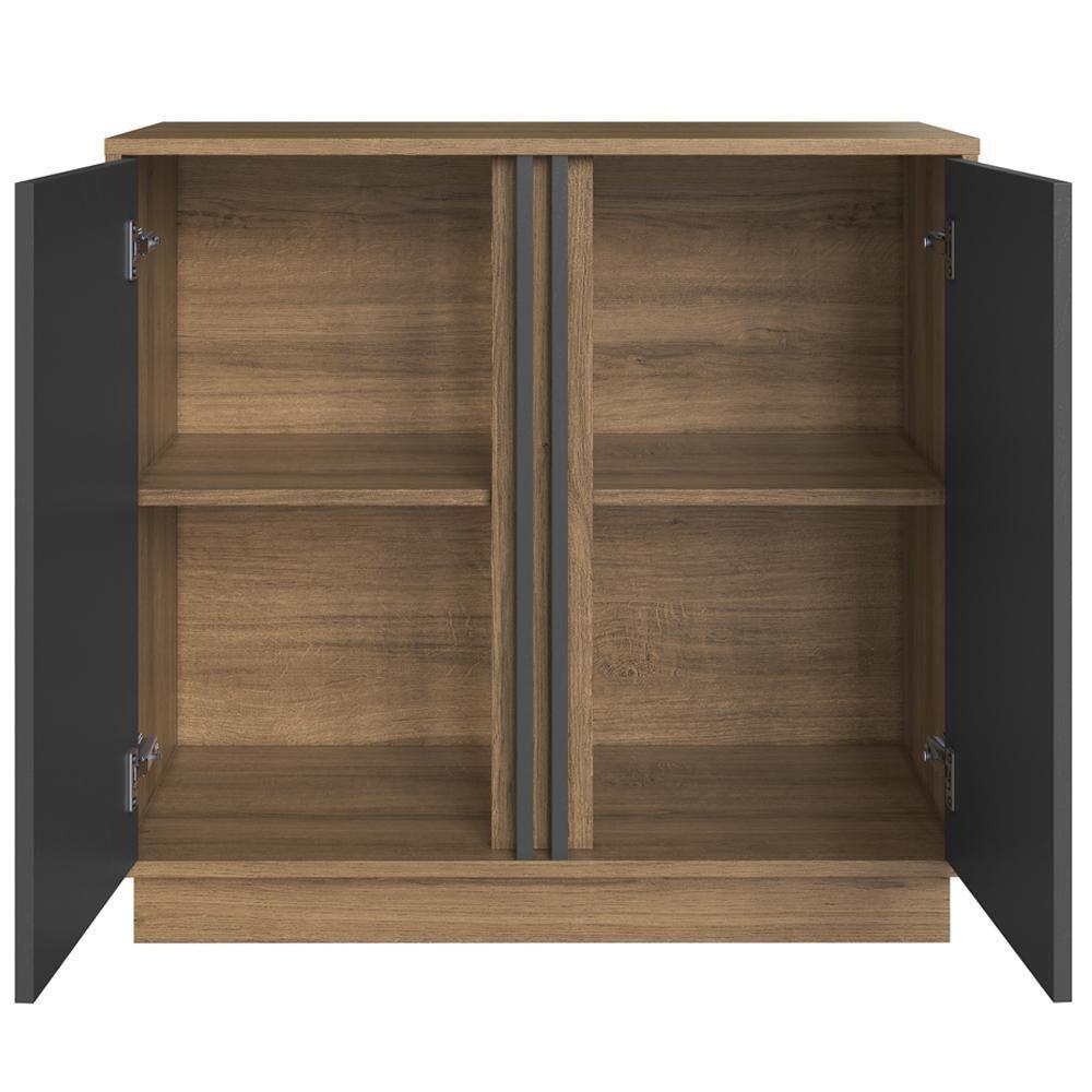 Balcao Para Escritorio Office 2p 80 Cm Ab8000 Faem Mel Grafite - 7