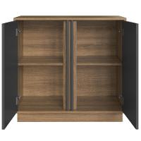 Balcao Para Escritorio Office 2p 80 Cm Ab8000 Faem Mel Grafite - 7