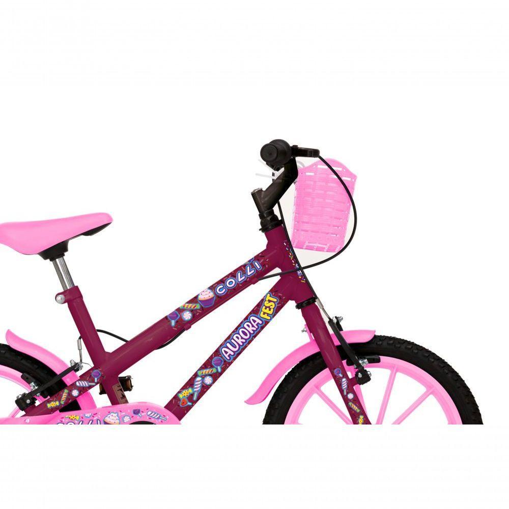 Bicicleta Aurora Fest, Aro 16, Com Freios V-brake, Com Rodas De Apoio, Capa Corrente E Cestinha Roxo - 2