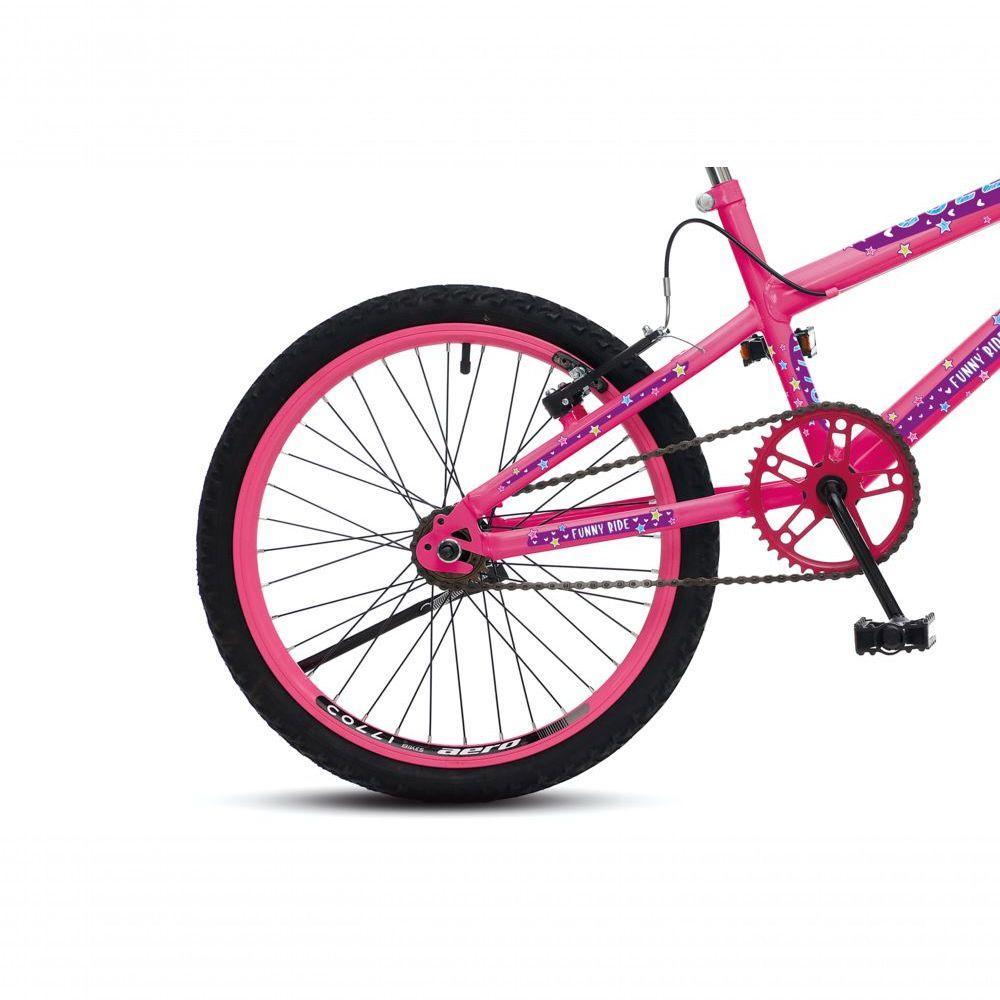 Bicicleta Jully Aro 20 Aero 36 Raias, Freios V-brake Dianteiro E Traseiro, Suporte De Guidão Down Hill E Cestinha Rosa - 3