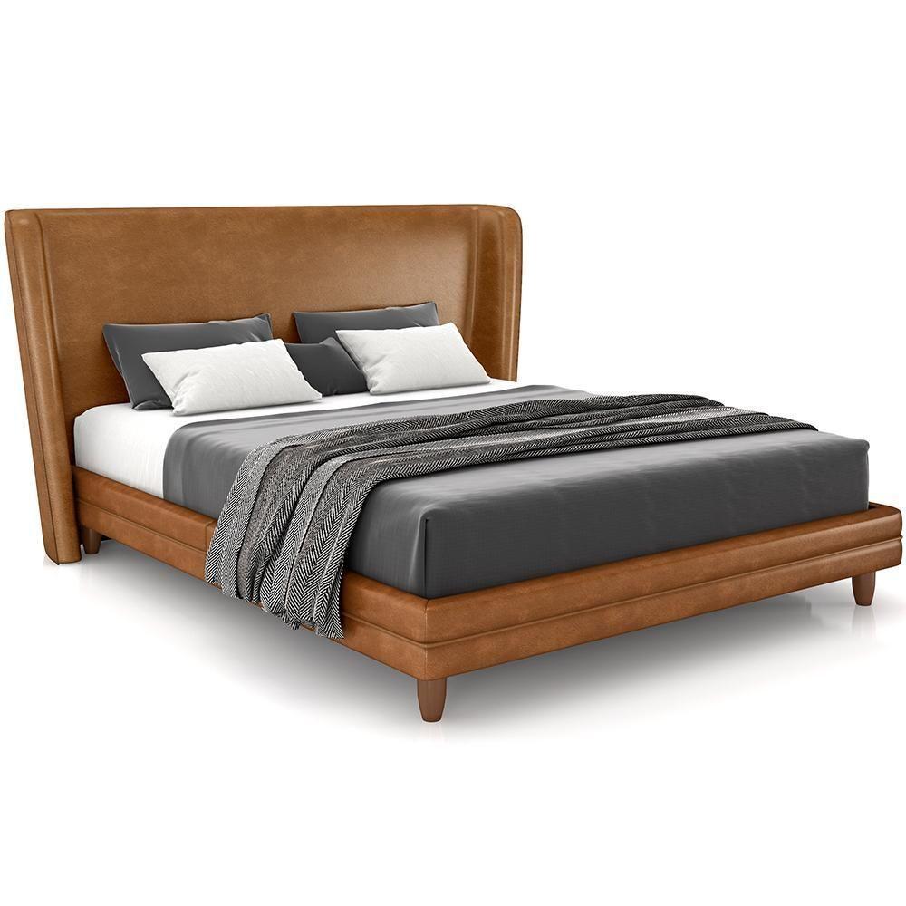 Cabeceira Queen Nilo 160cm Com Cama Pés Madeira Suném P05 Couríssimo Whisky - Lyam Decor - 1