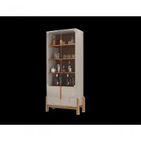 Cristaleira 2 Portas C/ Prateleiras Para Vinhos E Taças Lizz Off-white/cedro - 2