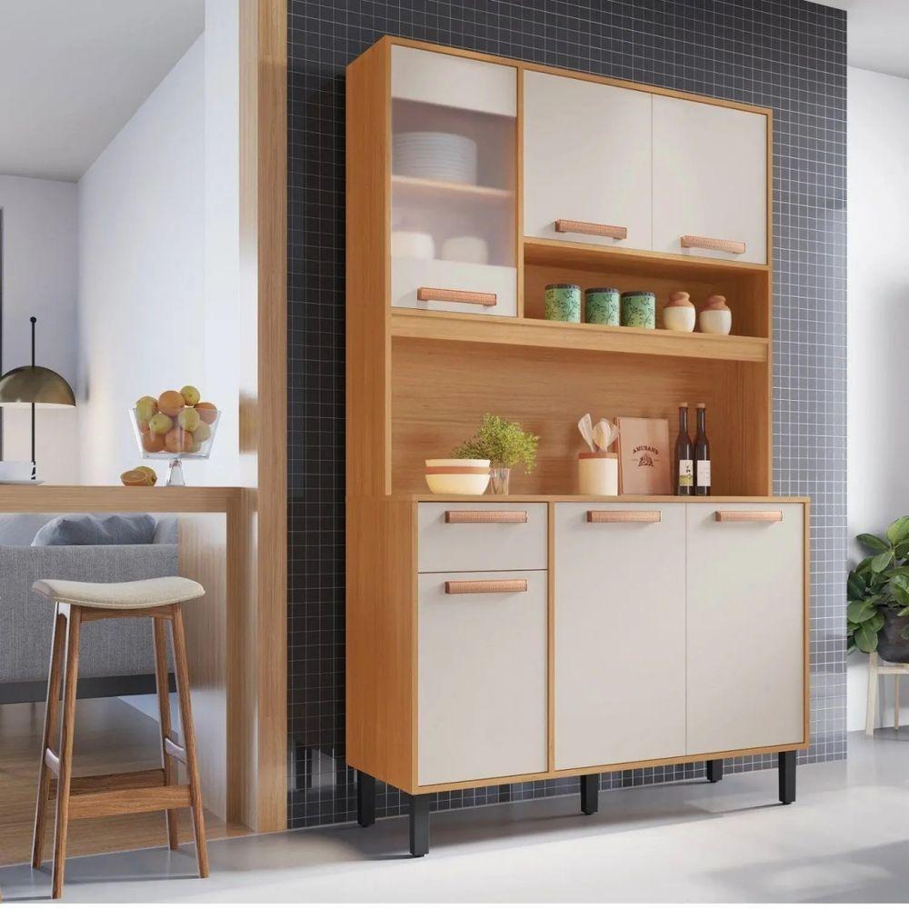 Cozinha Compacta 6 Portas 1 Gavetas 2 Nichos Nápoles - Itatiaia Cinamomo-off White - 1