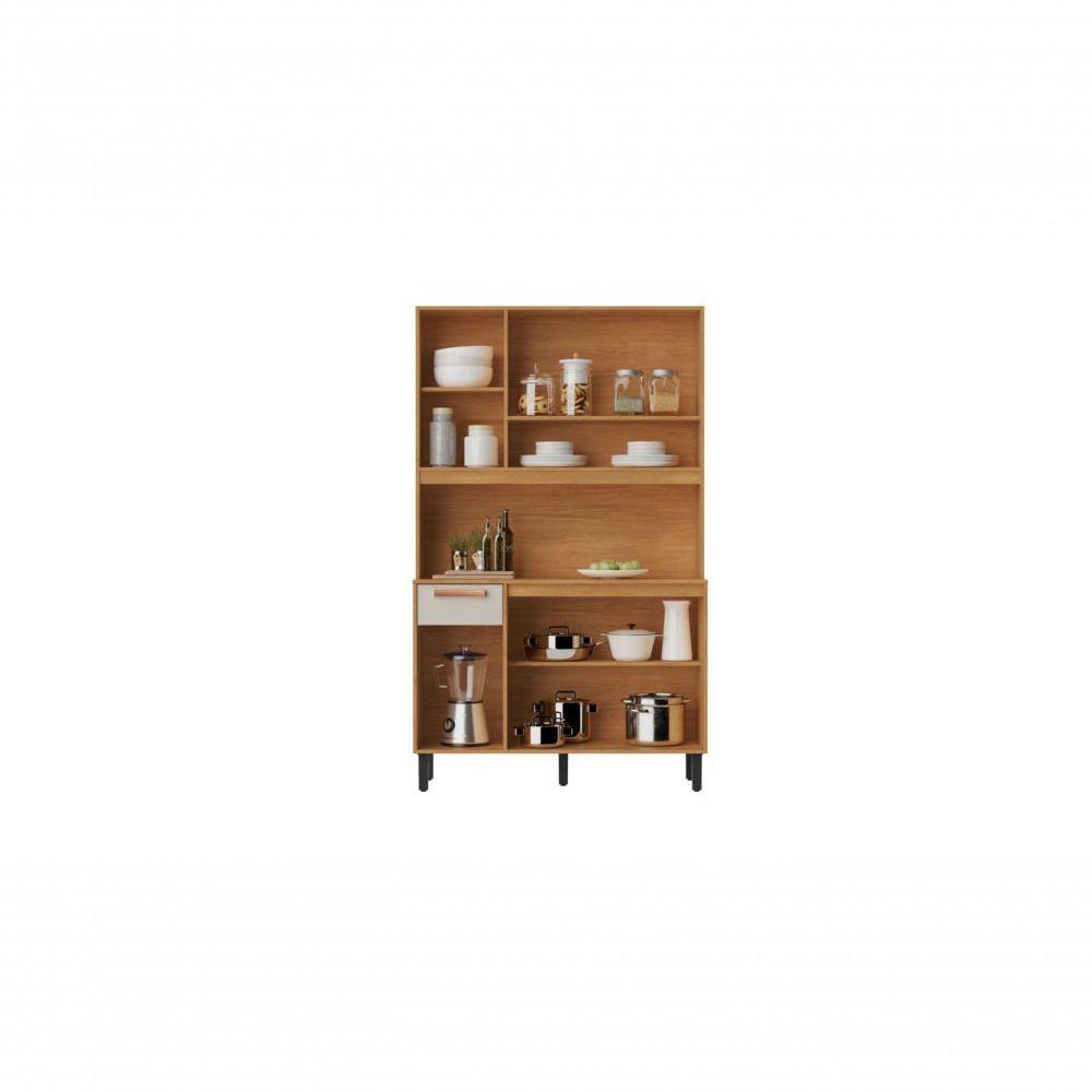 Cozinha Compacta 6 Portas 1 Gavetas 2 Nichos Nápoles - Itatiaia Cinamomo-off White - 3