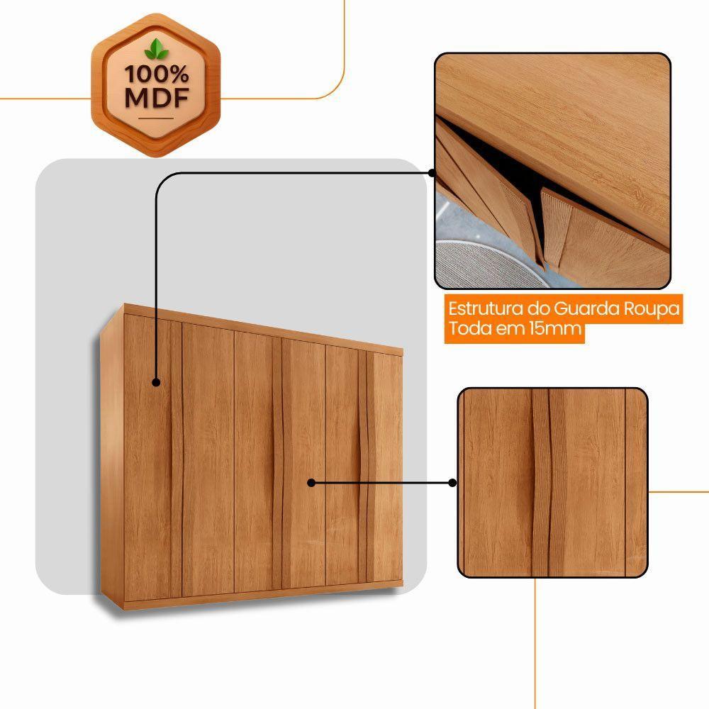 Guarda Roupa Casal Rommeo 100%mdf 6pts 6gvts Moderna Mobília Naturalle - 6