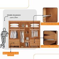 Guarda Roupa Casal Rommeo 100%mdf 6pts 6gvts Moderna Mobília Naturalle - 5
