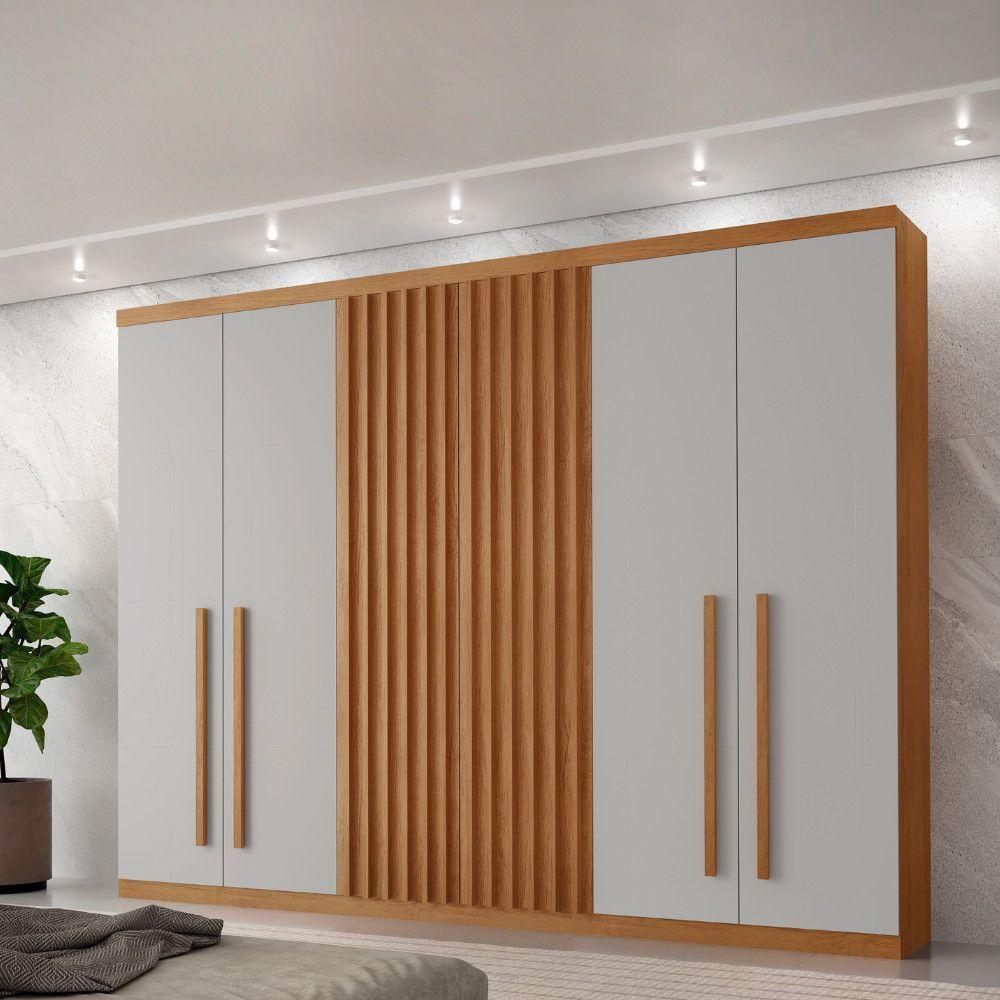 Guarda Roupa Casal Kiev 100% Mdf 6 Portas E 4 Gavetas Naturalle/off White - 1