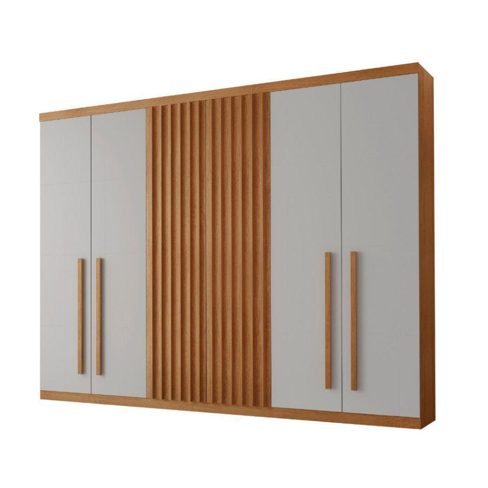 Guarda Roupa Casal Kiev 100% Mdf 6 Portas E 4 Gavetas Naturalle/off White - 2