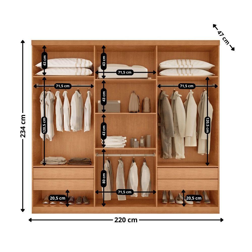 Guarda Roupa Casal Kiev 100% Mdf 6 Portas E 4 Gavetas Naturalle/off White - 3