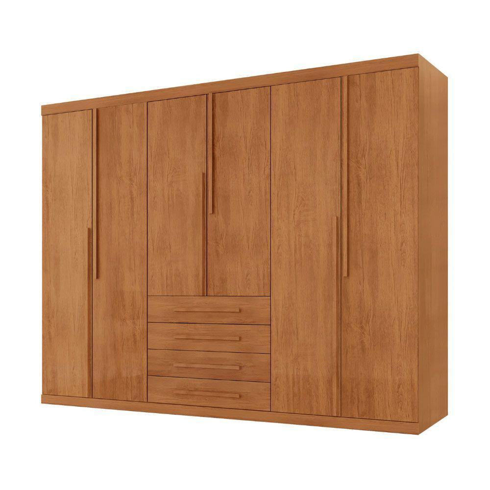 Guarda Roupa Casal Matteo 100%mdf 6pts 4gvts Moderna Mobília Naturalle - 2