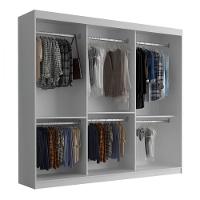 Guarda Roupa Vitor Em Mdf 3 Portas E 6 Cabideiros Moderna Branco