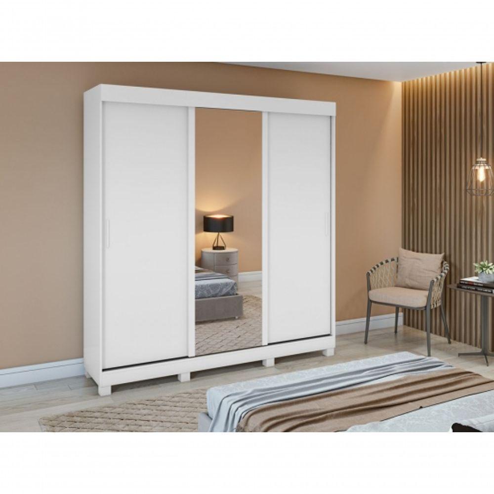 Guarda Roupa Saion 3 Portas Com Pés 1 Porta Glass - Lopas Branco - 1