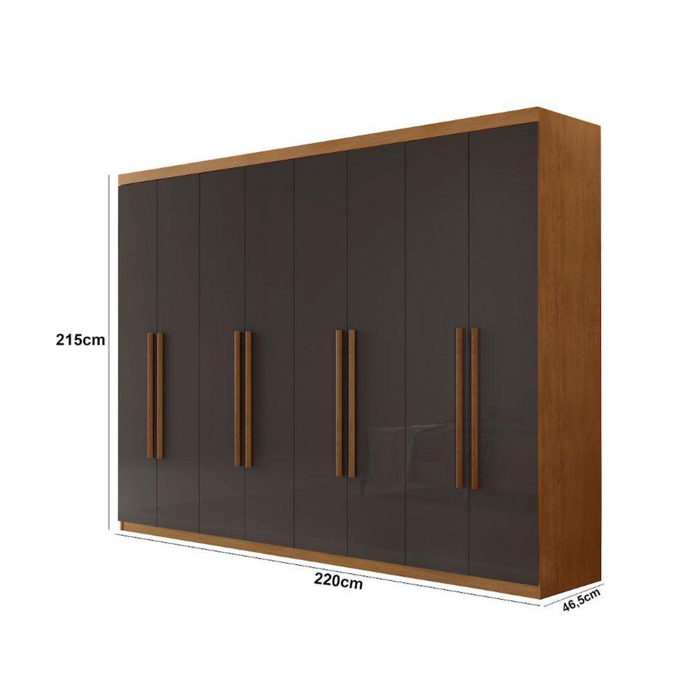 Guarda Roupa Casal Heros Com 8 Portas E 4 Gavetas Moderna Naturalle Grafite - 3