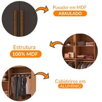 Guarda Roupa Casal Heros Com 8 Portas E 4 Gavetas Moderna Naturalle Grafite - 6