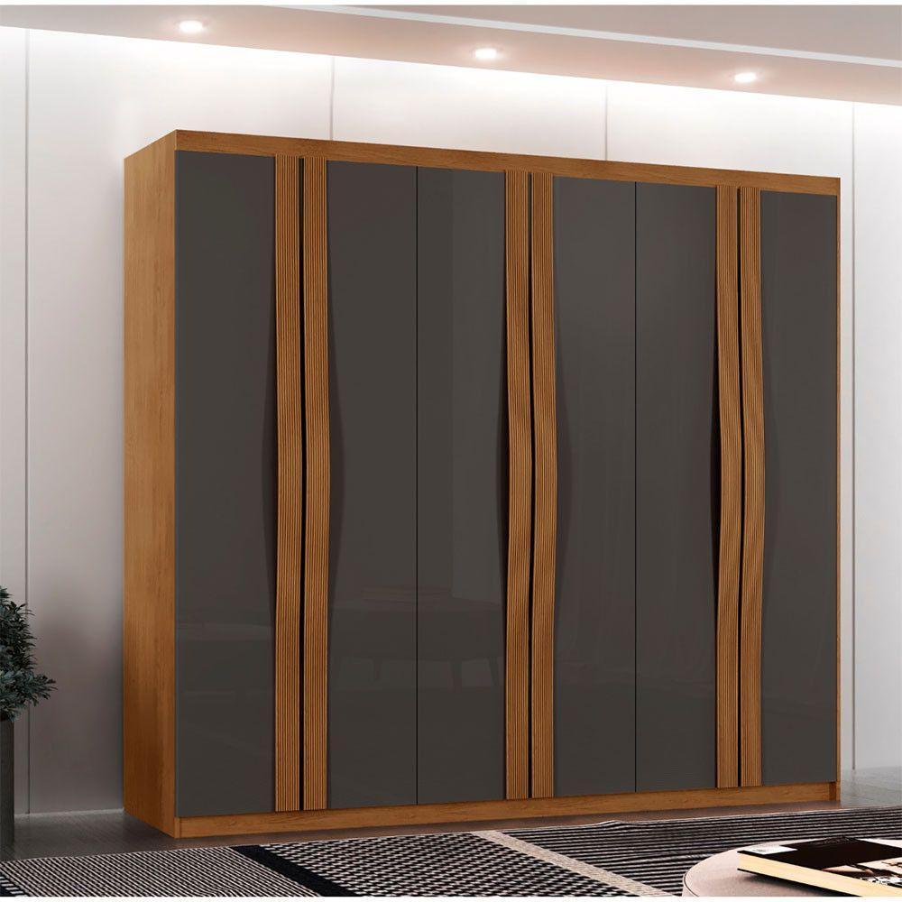 Guarda Roupa Casal Dunas Mdf 6 Portas E 2 Gavetas Moderna Naturalle Grafite - 2