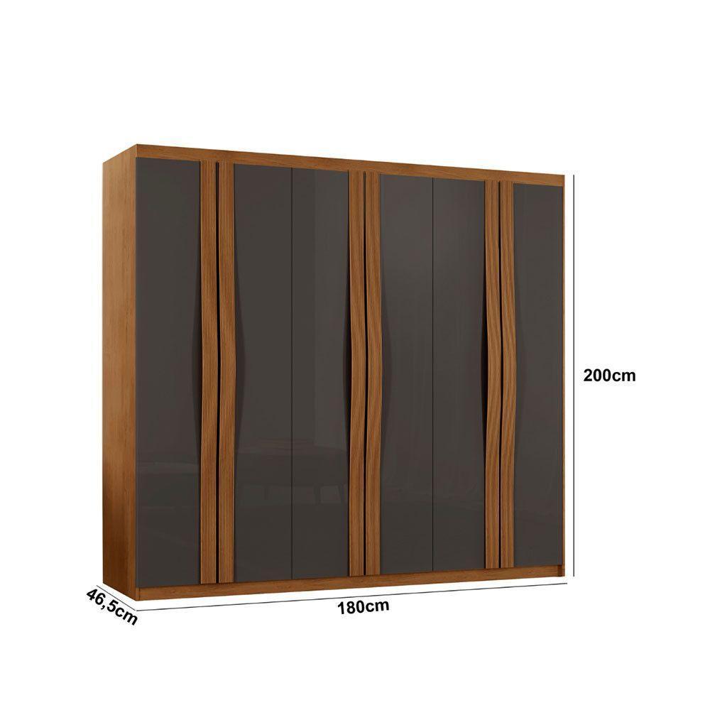 Guarda Roupa Casal Dunas Mdf 6 Portas E 2 Gavetas Moderna Naturalle Grafite - 4