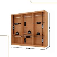 Guarda Roupa Casal Connor Mdf 3pts De Correr Moderna Mobília Naturalle/off White - 5