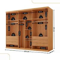 Guarda Roupa Casal Coliseu Mdf 6 Pts 6 Gvts Moderna Mobília Naturalle/off White - 3