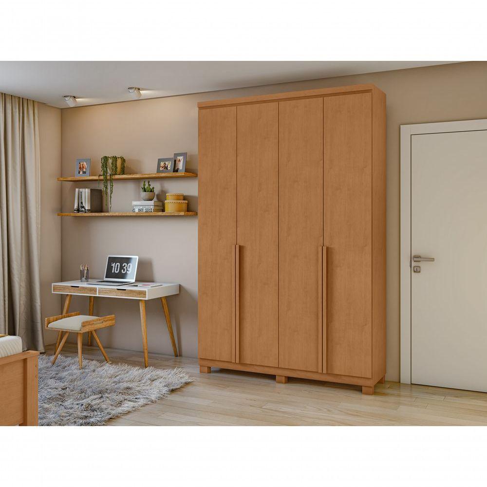 Guarda-roupas 4 Portas 2 Gavetas 100% Mdf Alonzo Sem Espelho E Com Pés - Lopas Amendoa Clean - 2