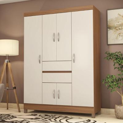 Guarda-roupa Com 6 Portas E 2 Gavetas 128cm Multimóveis Cr35283 Amêndola/off White