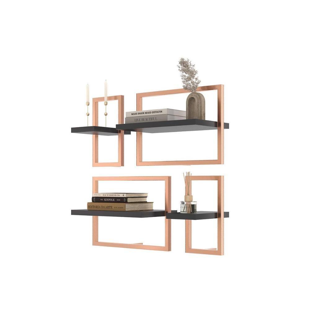 Lego C/ 4 Prateleiras Paris Preto/cobre - 2