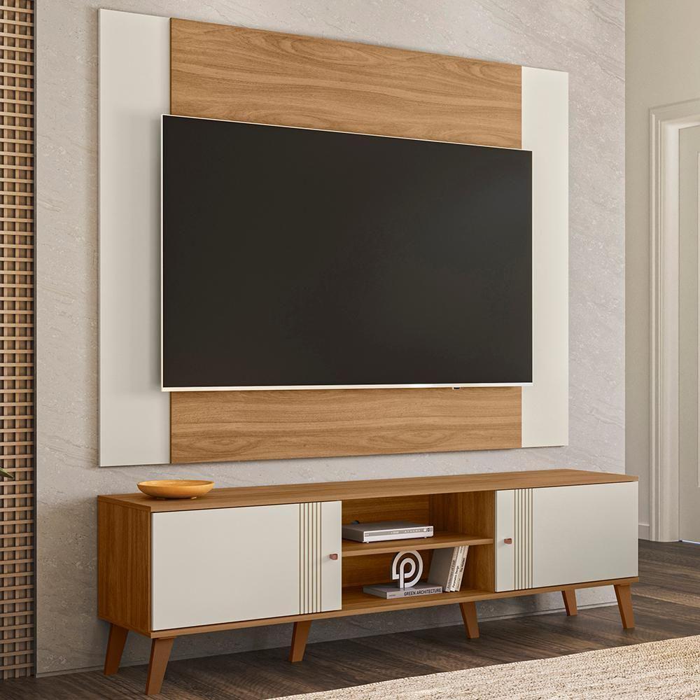 Rack Com Painel Extensivel Para Tv 70 Polegadas Plla Nature Off White - 2