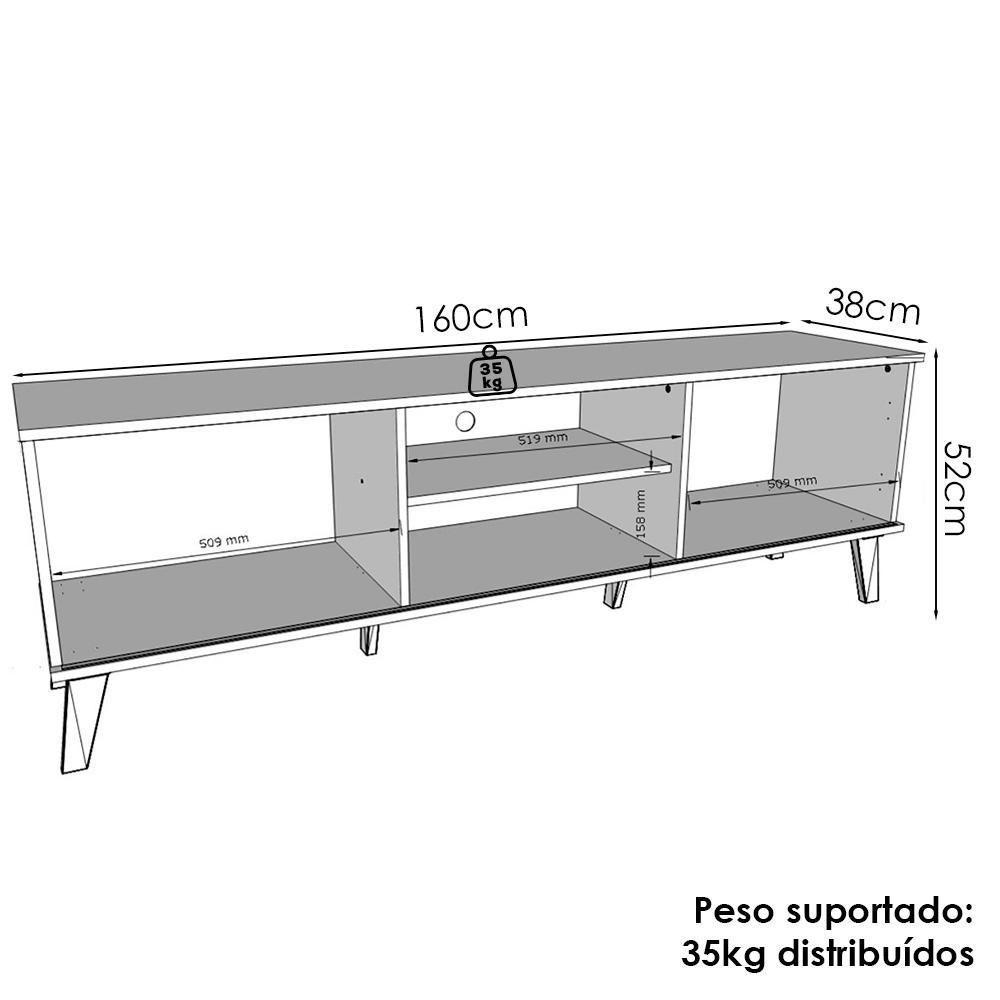 Rack Com Painel Extensivel Para Tv 70 Polegadas Plla Nature Off White - 4