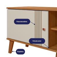 Rack Com Painel Extensivel Para Tv 70 Polegadas Plla Nature Off White - 5