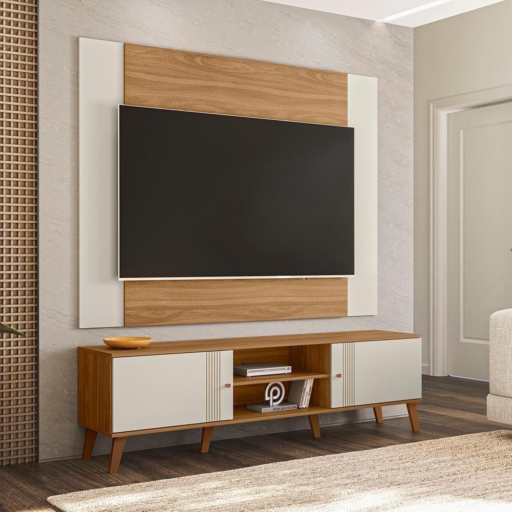 Rack E Painel Extensivel Para Tv 70 Polegadas Plla Nature Off White - 6