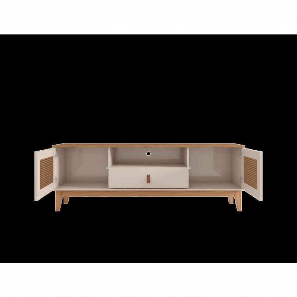 Rack Jade 1,60m C/ 2 Portas Gaveteiro E Nicho Central Off White/noce - 2