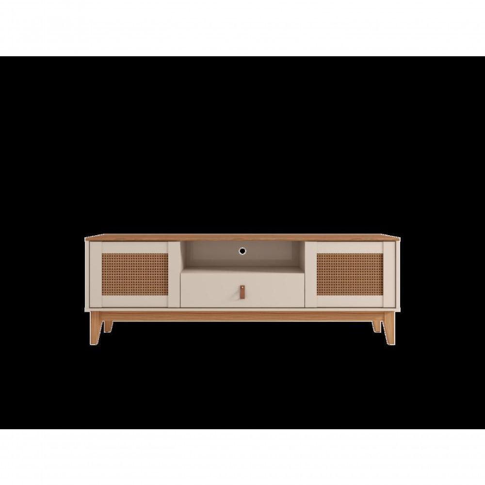 Rack Jade 1,60m C/ 2 Portas Gaveteiro E Nicho Central Off White/noce - 4