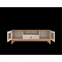 Rack Esmeralda 1,60m C/ 2 Portas Gaveteiro E Nicho Central Off White/noce - 2