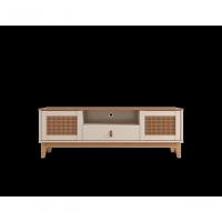 Rack Esmeralda 1,60m C/ 2 Portas Gaveteiro E Nicho Central Off White/noce