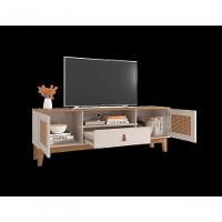 Rack Esmeralda 1,60m C/ 2 Portas Gaveteiro E Nicho Central Off White/noce - 5