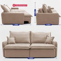 Sofá Sem Caixa Retrátil 1,60m Softgel Luna Velusoft Bege Cama Inbox